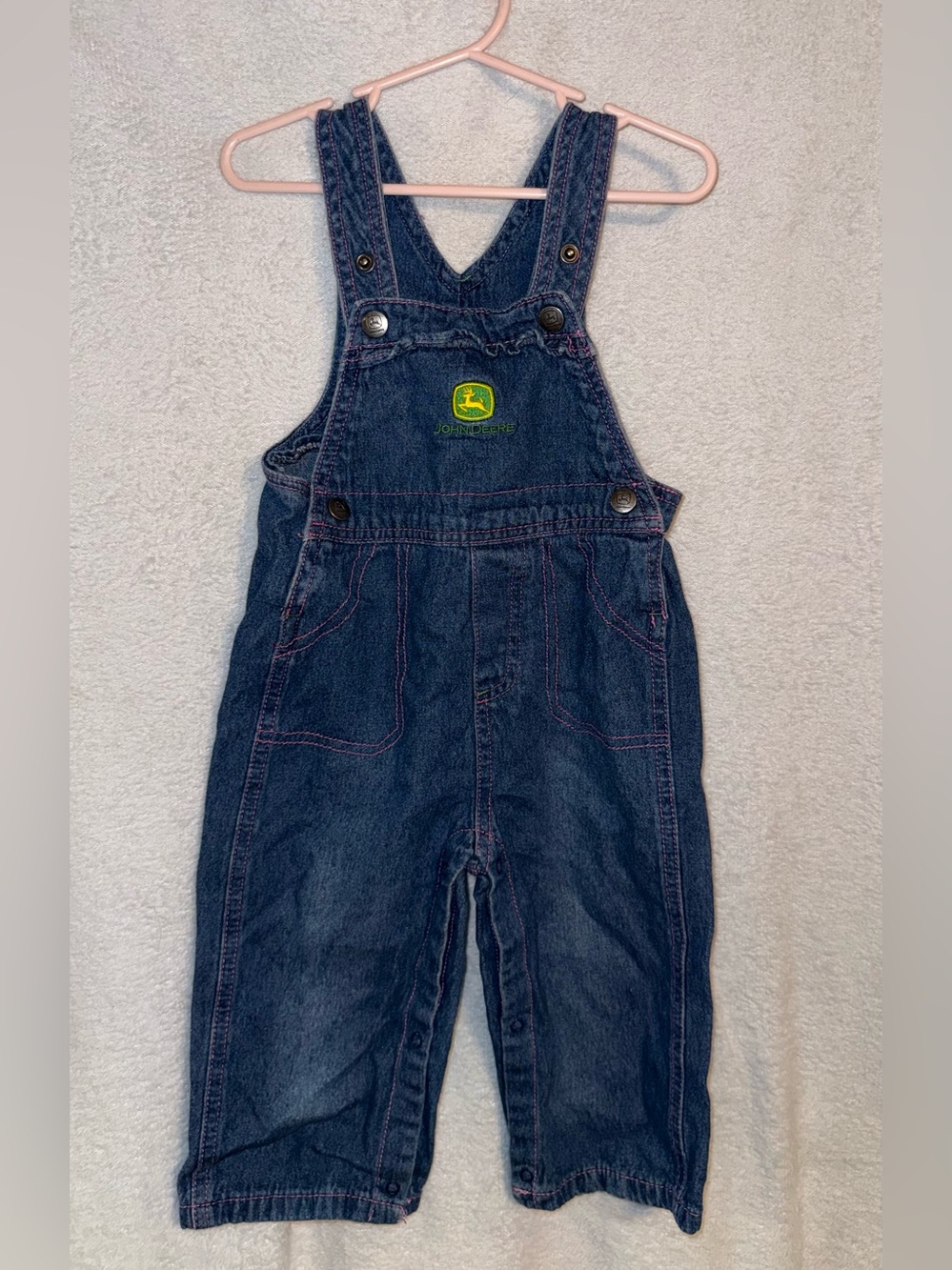 John Deere size 12-18 months blue denim overalls